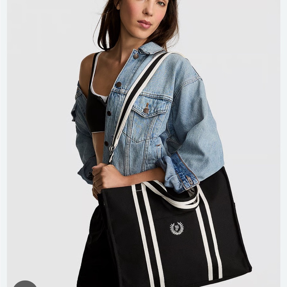 Black Tote Bag with White Stripes Looking for this bag